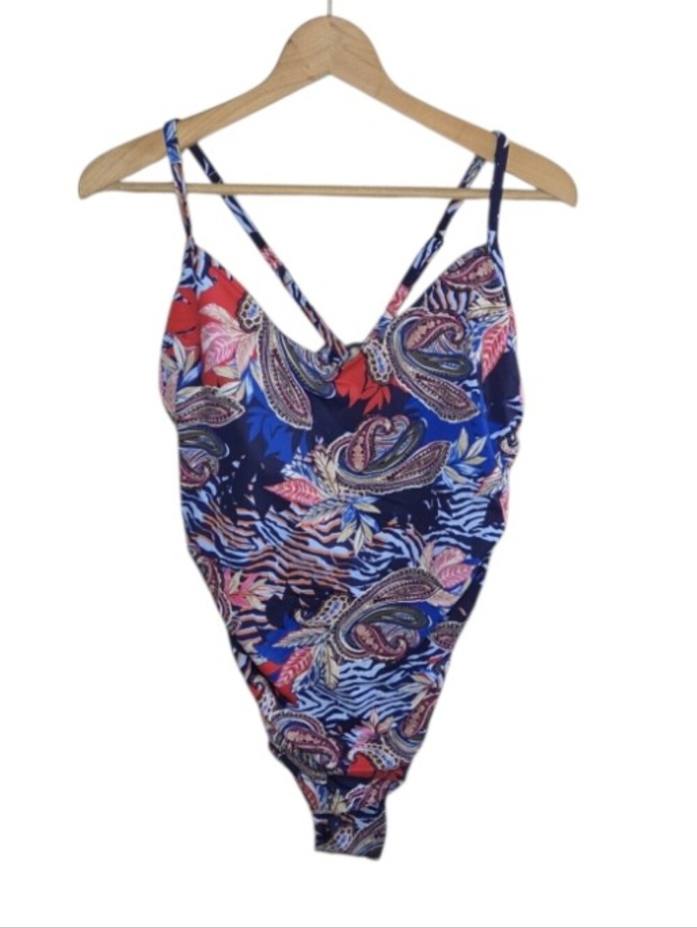 Aqua Green Colorful Paisley Floral One Piece Swimsuit Size XL